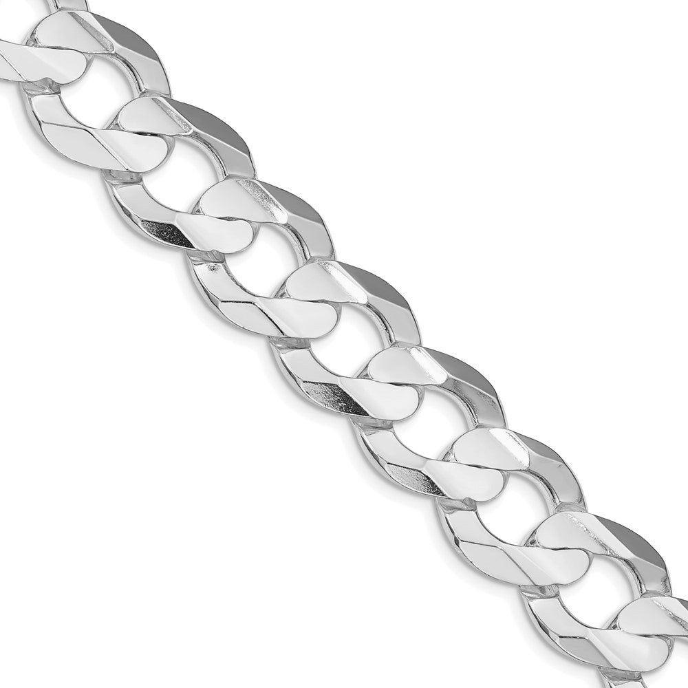 Sterlingsilber Rhodiniert 15.75mm Konkav Abgeschrägt Panzer Halskette