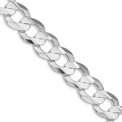 Sterlingsilber Rhodiniert 15.75mm Konkav Abgeschrägt Panzer Halskette