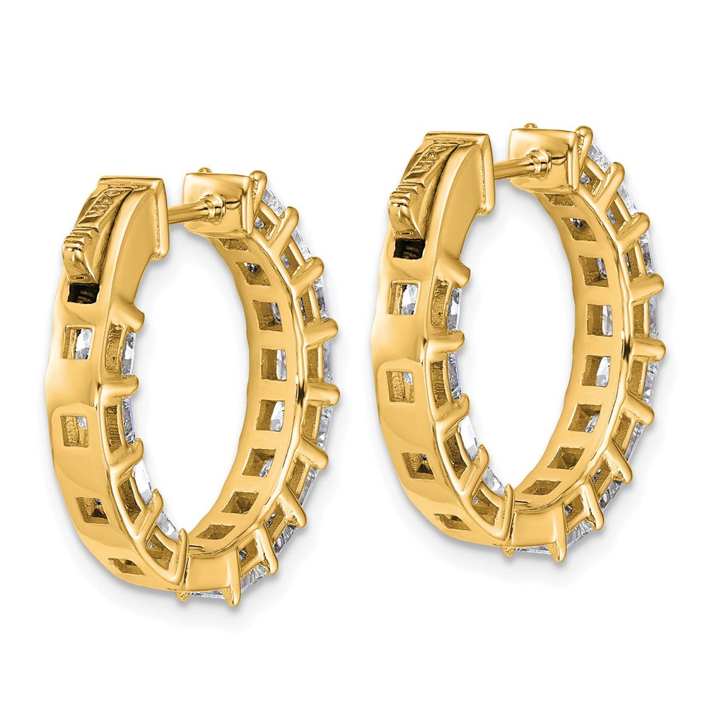 14K Gelbgold Creolen mit 4K Laborgezüchteten Diamanten im Prinzessschliff, VS+ F+, innen und außen komplett besetzt