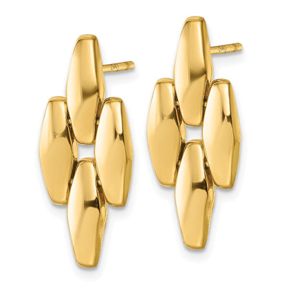 14K Gelbgold Poliert Fantasieglieder Geometric Hängend Ohrstecker