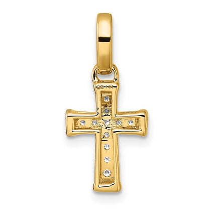 14K Gelbgold Kleiner Diamant-Kreuzanhänger, 0,10 Karat, Lateinisches Kreuz