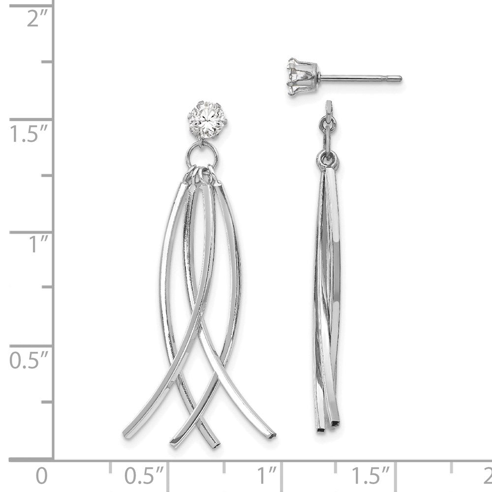 14K Weißgold Gebogen Hängend Jacken mit 4mm Zirkonia Ohrstecker
