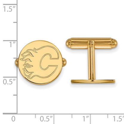 14K Gelbgold Gold Nhl Logoart Calgary Flames Manschette Knöpfe