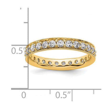 14K Gelbgold Poliert Größe 6 Vintage 1 Karat Diamant Komplett Memoire Ehering Ring