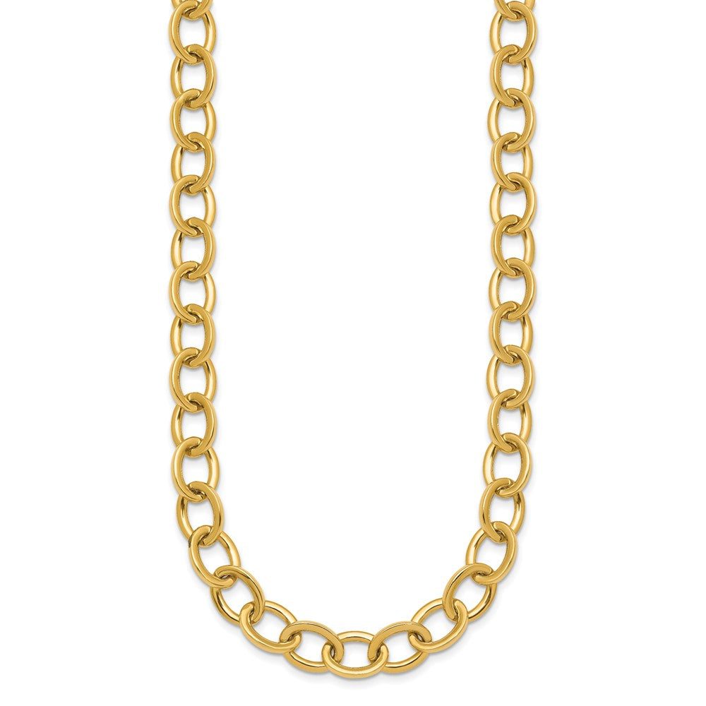 14K Gelbgold Poliert 9mm Rund Ankerkette Kette 18 Zoll Halskette