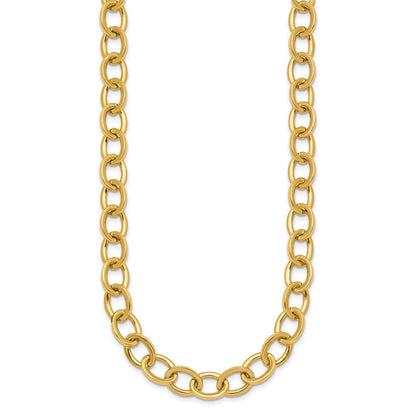 14K Gelbgold Poliert 9mm Rund Ankerkette Kette 18 Zoll Halskette