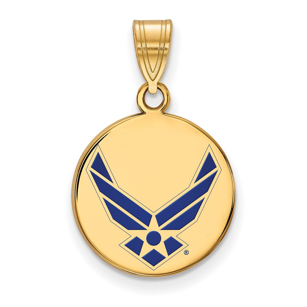 14K Gelbgold Gold Logoart U.s. Luft Kraft Mittel Emaille Anhänger
