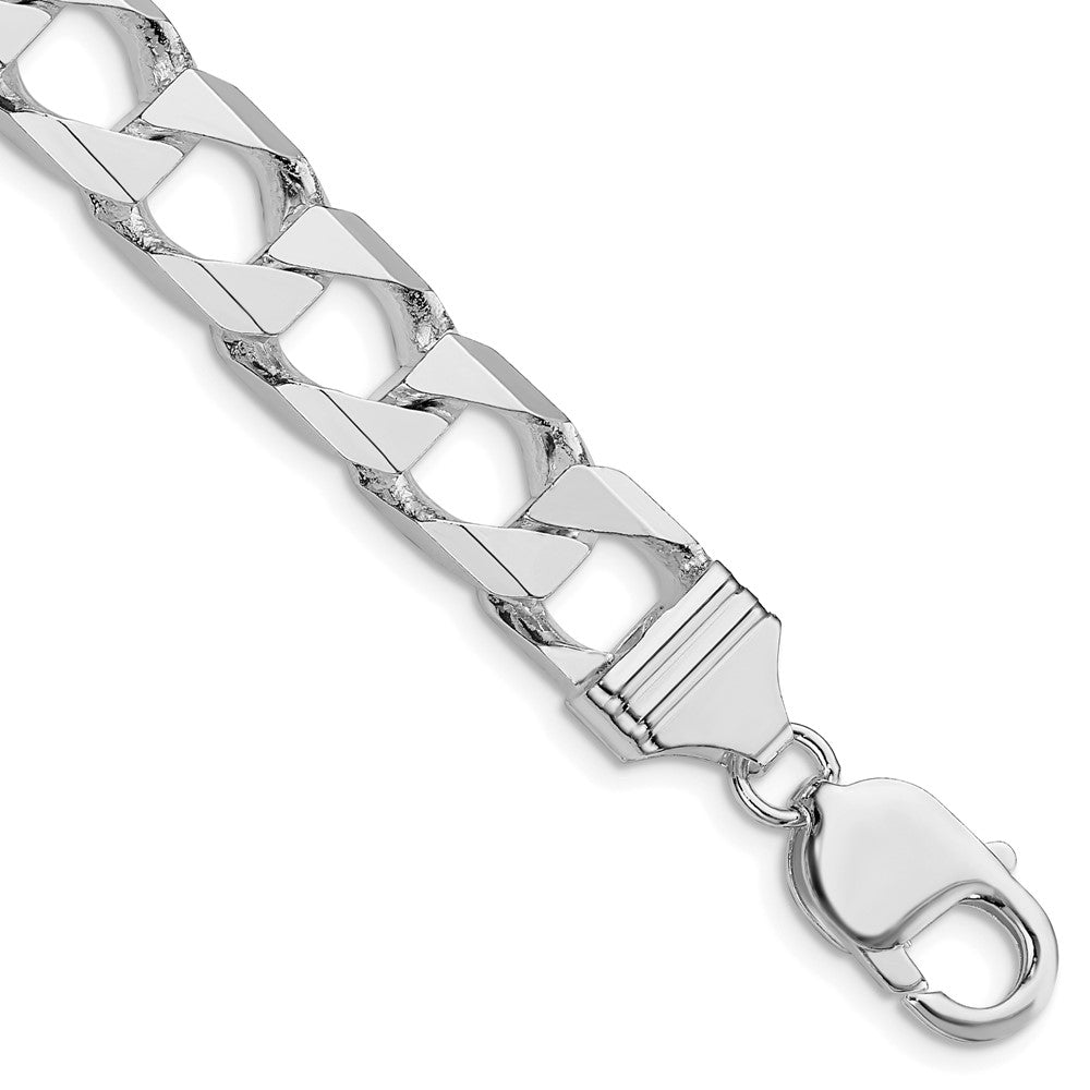 Sterlingsilber Rhodiniert 10.3mm Diamantiert Quadratisch Panzer Kette