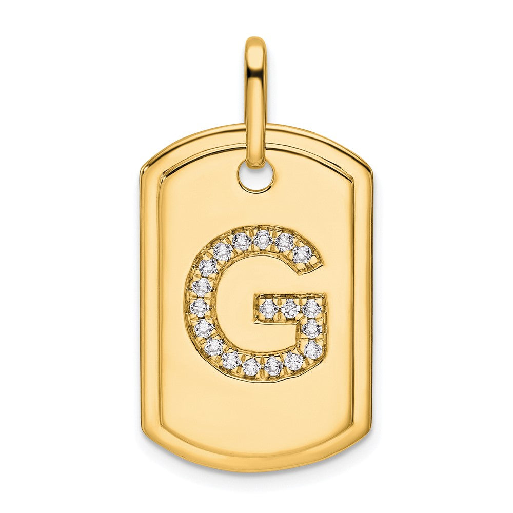 14K Gelbgold Diamant-Hundemarken-Charm mit Buchstabe G