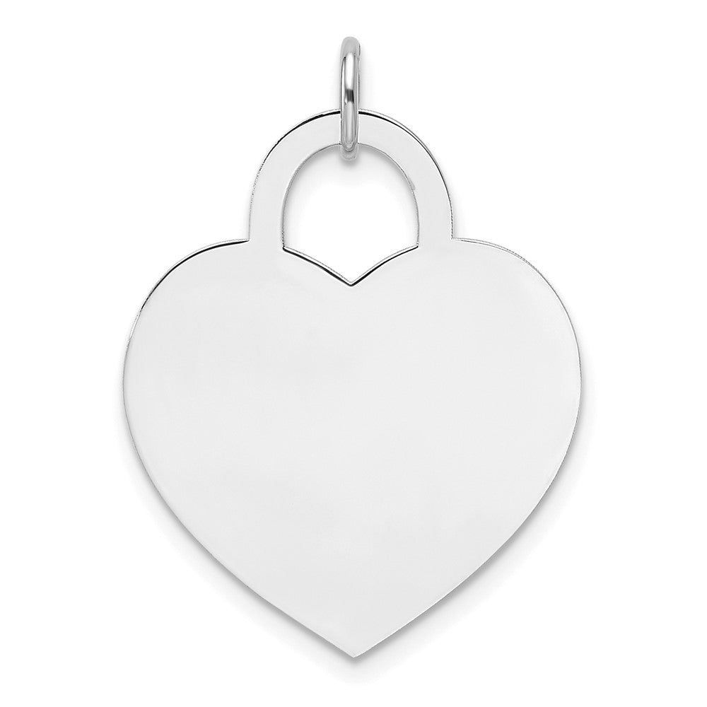14K Weißgold Schlicht Gravierbar Herz 20.4x21.3mm Plättchen Charm