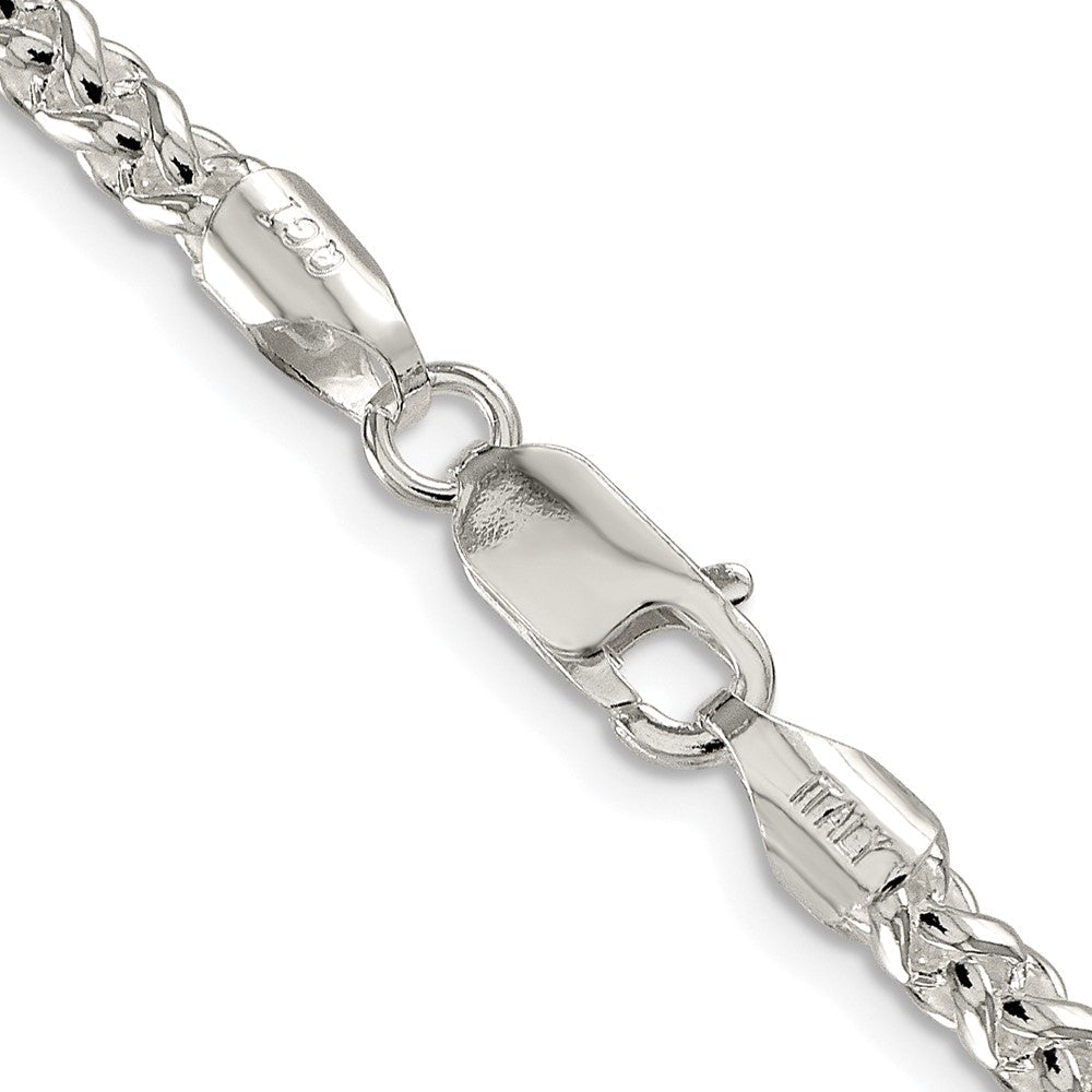 Sterlingsilber Rhodiniert 4mm Rund Ährenkette 30 Zoll Kette