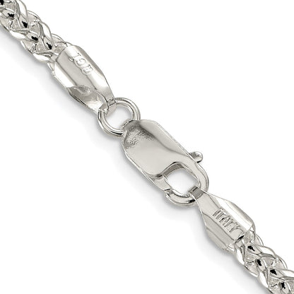 Sterlingsilber Rhodiniert 4mm Rund Ährenkette 30 Zoll Kette