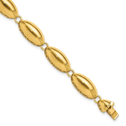 14K Gelbgold Poliert 8.2mm Fantasie Oval Glieder Gliederarmband