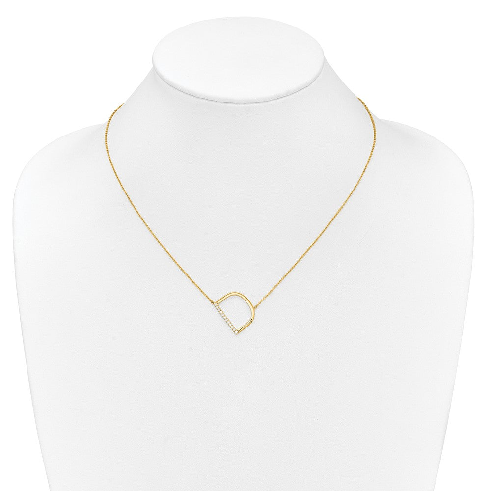 14K Gelbgold Seitlich Diamant Initiale D 18 Zoll Halskette