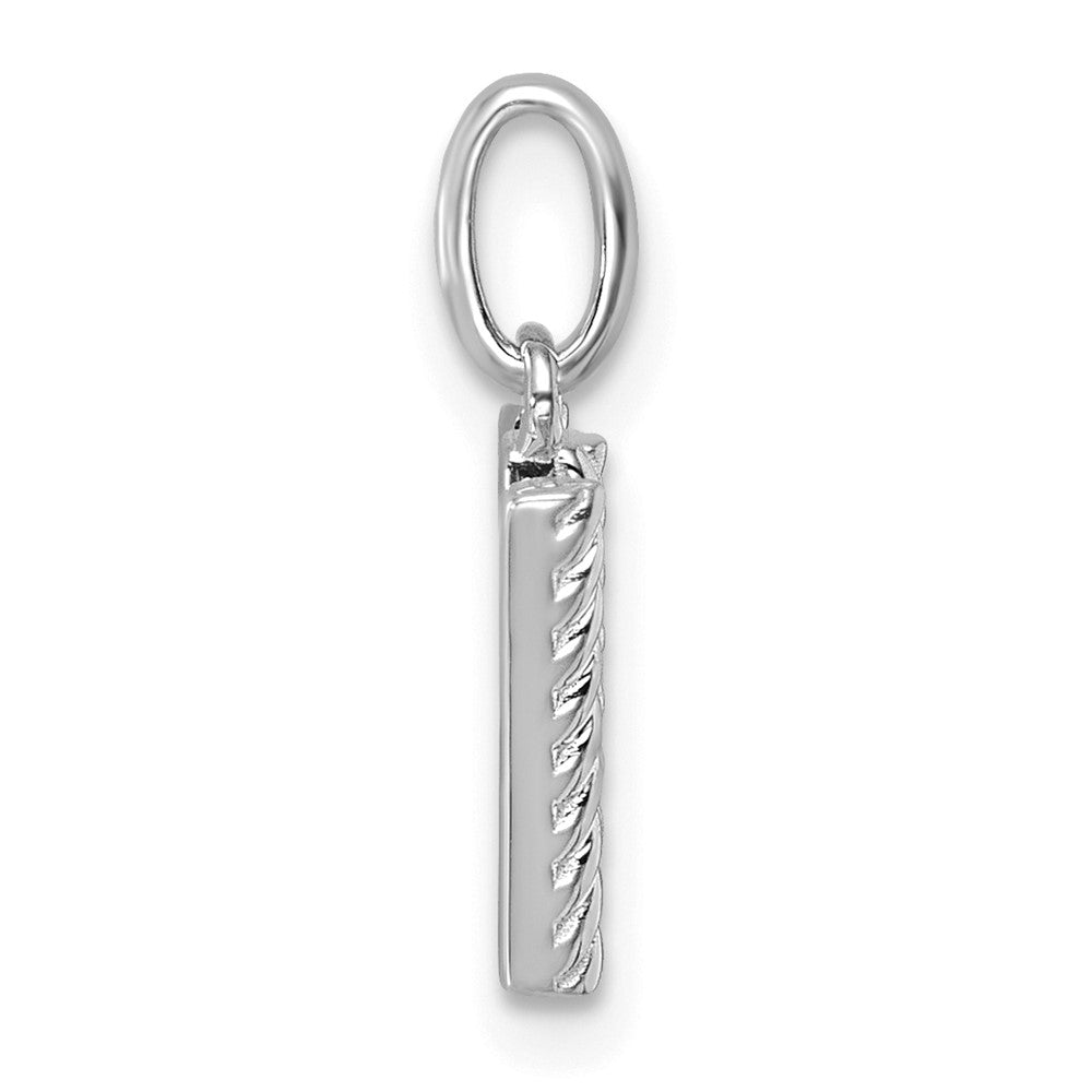 14K Weißgold Diamant-Initial-Charm "W" mit gedrehtem Design, 0,05 ct