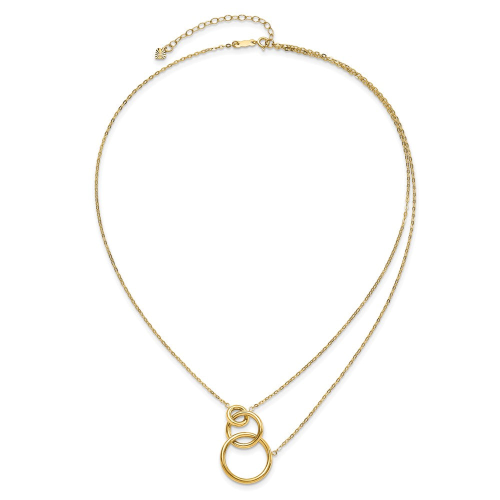14K Gelbgold Oval Linked Layer Halskette