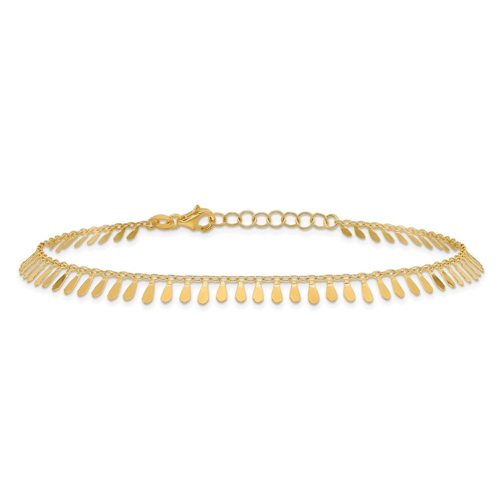 14K Gelbgold Poliert Fantasie Dangles Plus Verlängerung Total Kette Fußkettchen