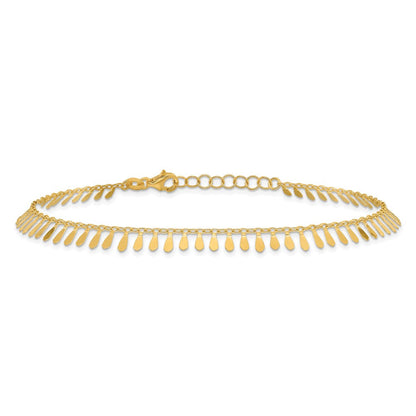 14K Gelbgold Poliert Fantasie Dangles Plus Verlängerung Total Kette Fußkettchen