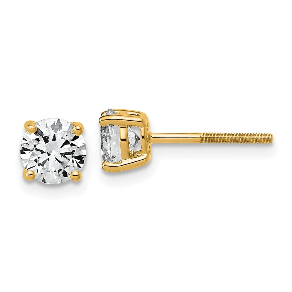 14K Gelbgold Ohrstecker mit 1,5K Laborgezüchteten Diamanten VS/SI+ G+, Rund-Schliff, komplette Vier-Krappen-Fassung, Leichtgewicht, Schraubverschluss