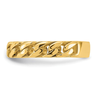 14K Gelbgold Poliert 4mm Panzer Glieder Ring