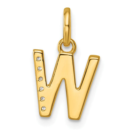 14K Gelbgold gedrehter Charm mit Diamant-Initiale „W", 0,05 ct