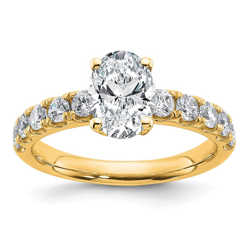 14K Gelbgold Zertifiziert 3 3/4 Karat Im Labor Gezüchtet Diamant Vs+ F+ Oval Komplett Verlobungsring