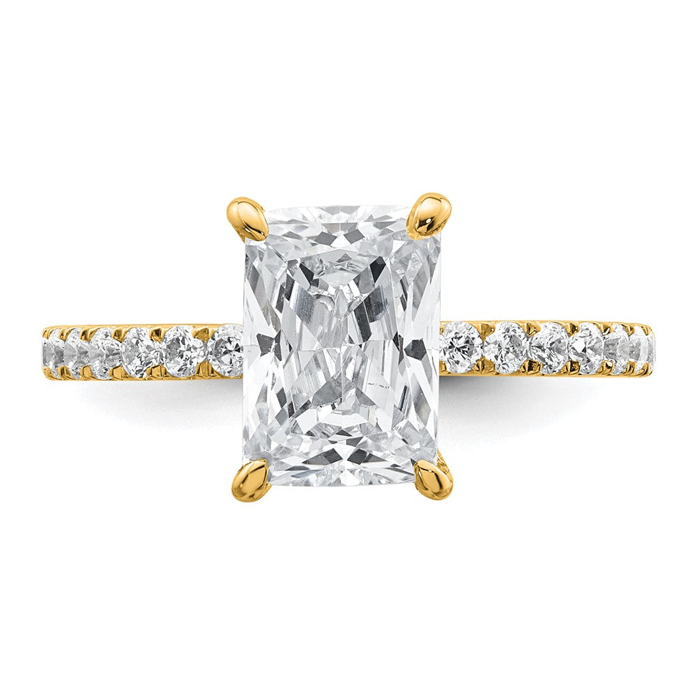 14K Gelbgold 2,375 ct. zertifizierter Labordiamant VS/SI+ G+ Radiant-Schliff Solitär-Verlobungsring mit Schwung