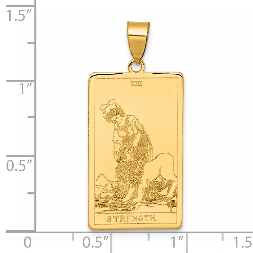 14K Gelbgold Strength Tarot Card Anhänger