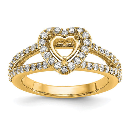 14K Gelbgold Diamant Herz Halbfassung Heiligenschein Verlobungsring