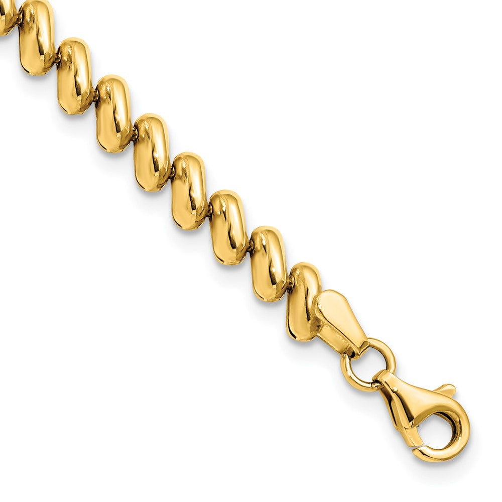 14K Gelbgold Poliert 7 Zoll Armband