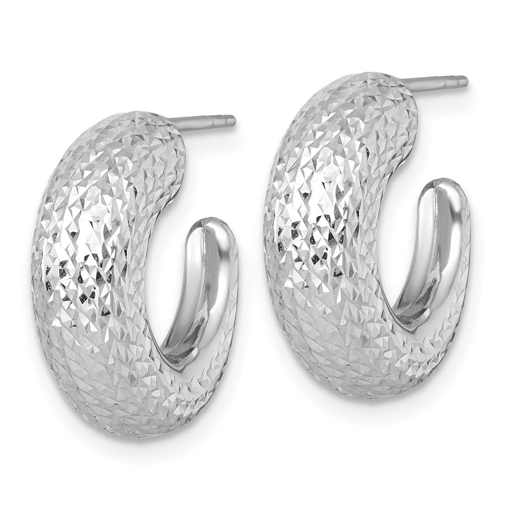 14K Weißgold Poliert Diamantiert Hohl C-hoop Ohrstecker