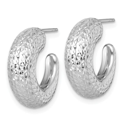 14K Weißgold Poliert Diamantiert Hohl C-hoop Ohrstecker