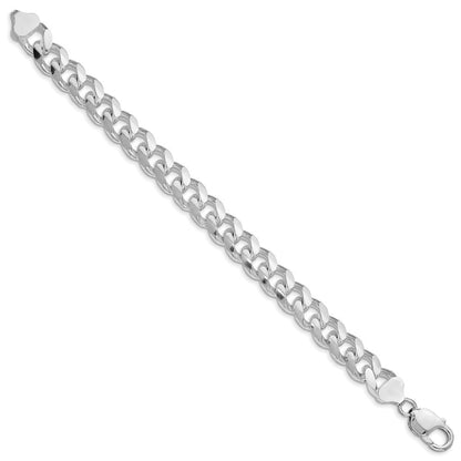 Sterlingsilber Rhodiniert 10.5mm Gewölbt mit Seite Diamantiert Panzer Gliederarmband