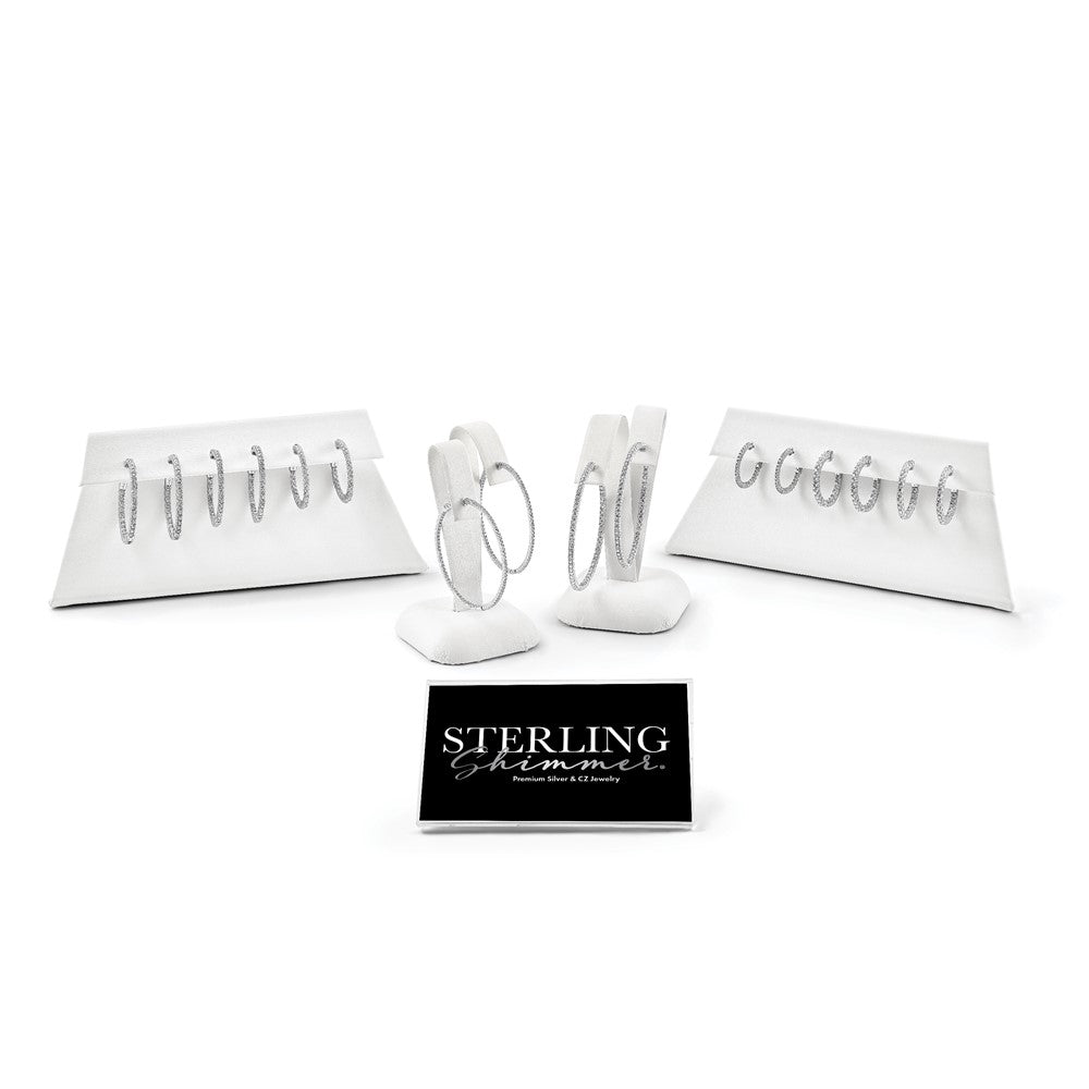 Sterlingsilber Schimmernd 8 Pair Pre-packaged Zirkonia Creolen Plus Display Kit & Zeichen