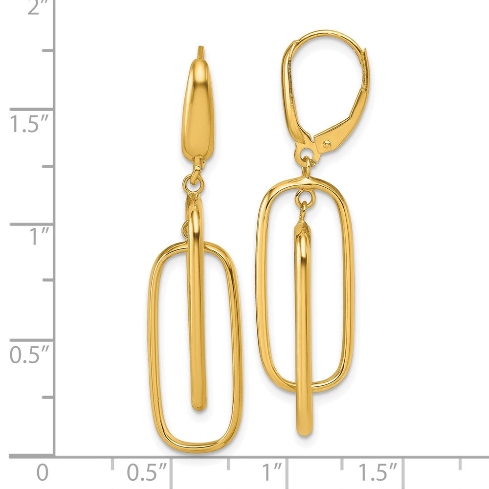 14K Gelbgold Poliert Hängend Rectangles Ohrhänger mit Brisur
