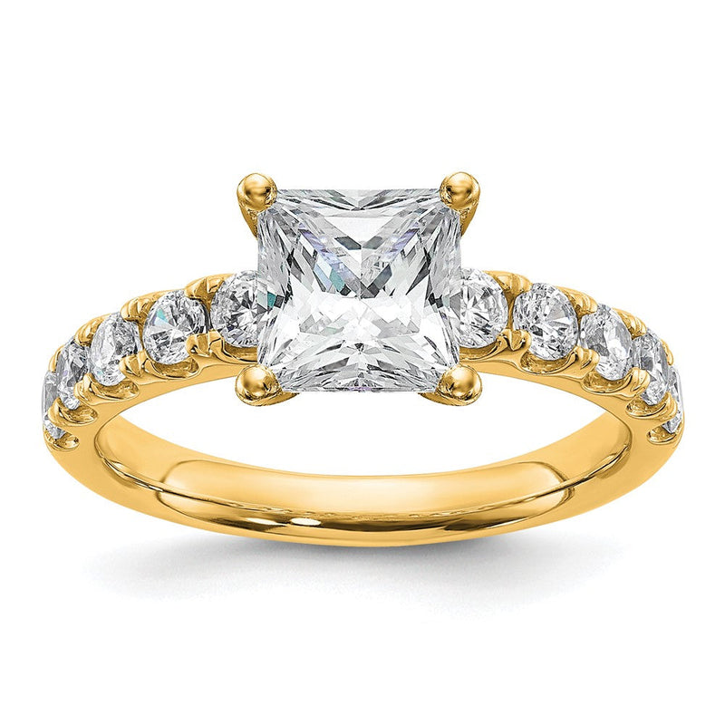14K Gelbgold Zertifiziert 2 3/4 Karat Im Labor Gezüchtet Diamant Vs+ F+ Princess Komplett Verlobungsring