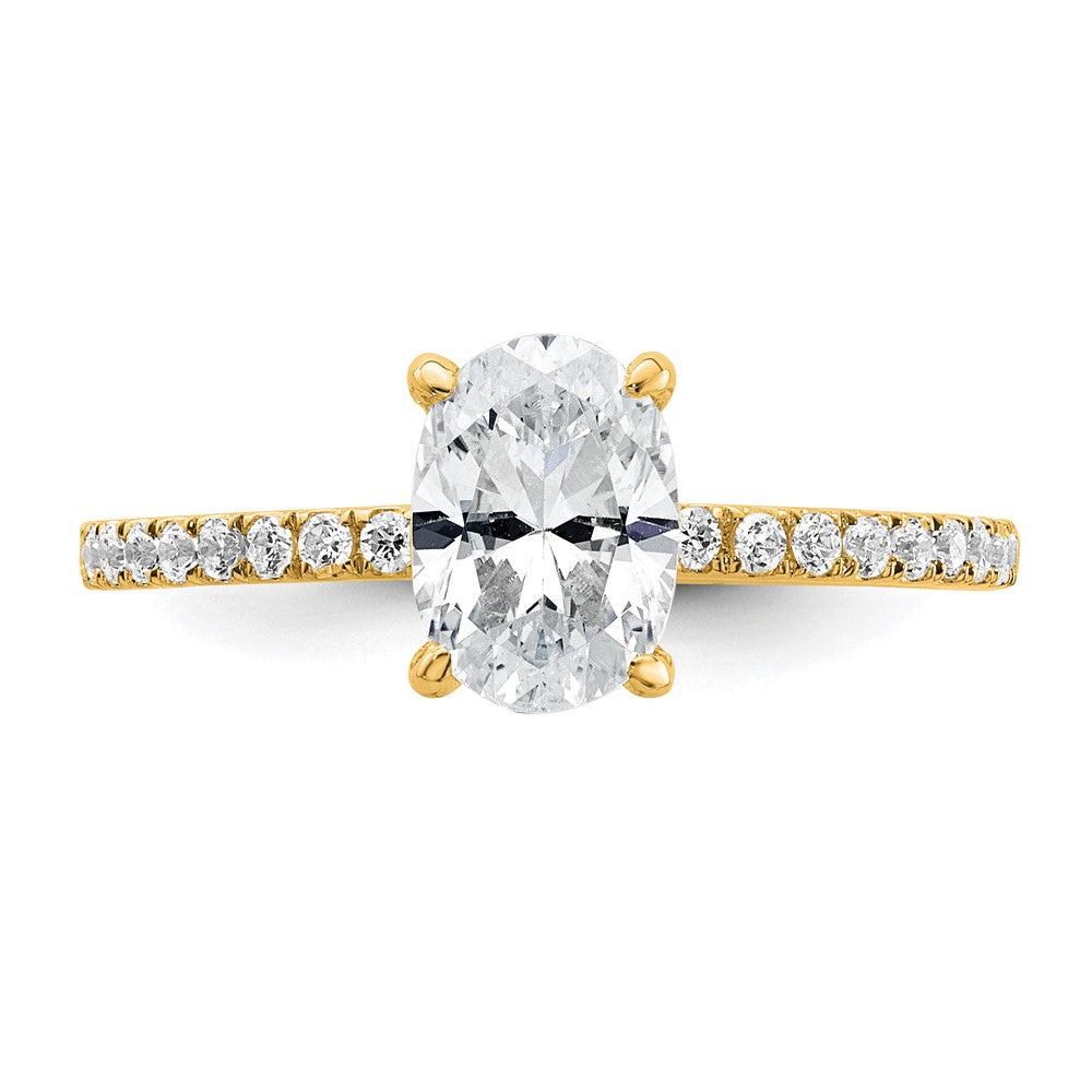 14K Gelbgold Verlobungsring mit Solitär und Flair, 1 1/3K zertifizierter Labor-gezüchteter Diamant VS+ F+ im Ovalschliff