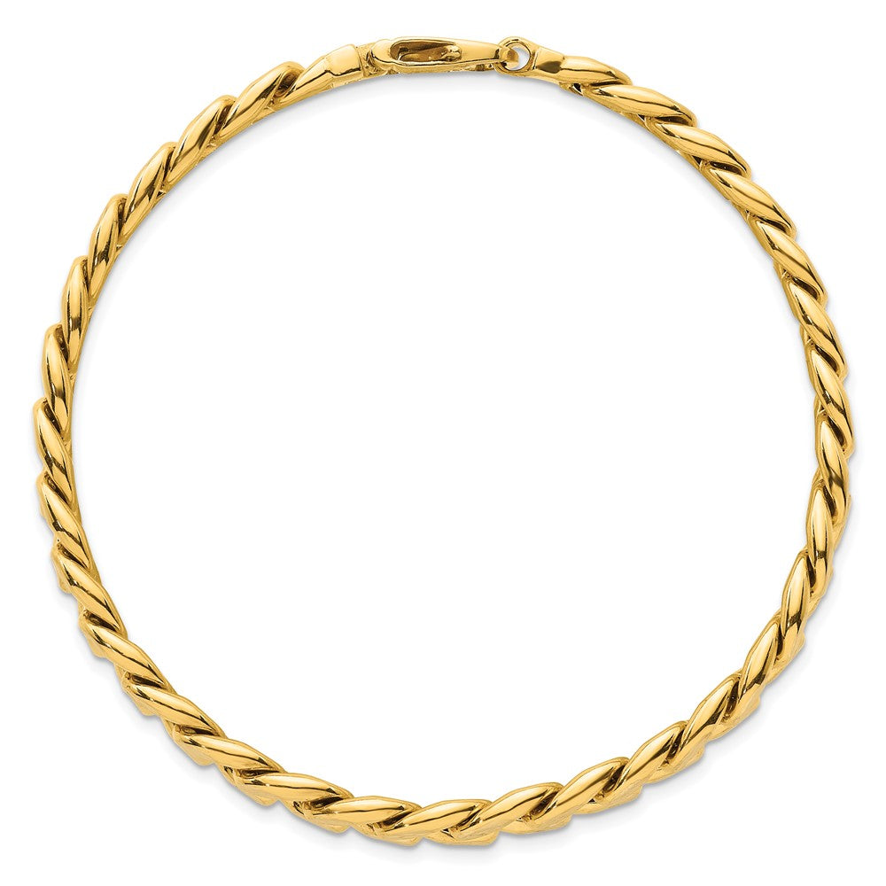 14K Gelbgold mit Rhodium Pavé Strukturiert 8.5mm Flach Panzer Kette Herren Armband
