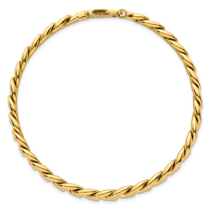 14K Gelbgold mit Rhodium Pavé Strukturiert 8.5mm Flach Panzer Kette Herren Armband