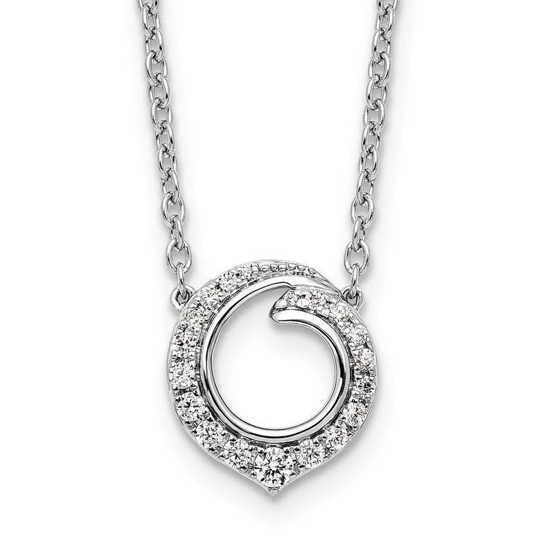 14K Weißgold 1/4 Karat Diamant Fantasie Wirbel Kreis 18 Zoll Halskette