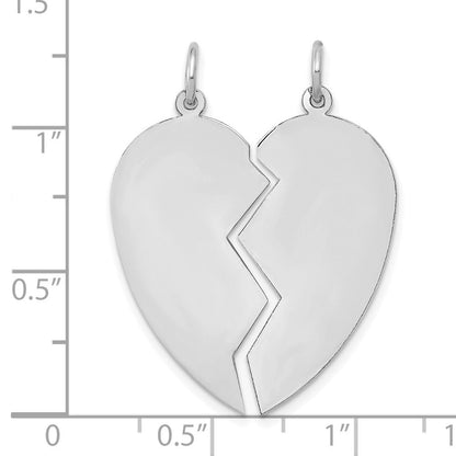 14K Weißgold 2-teiliges gravierbares Herz-Charm-Set, 24 mm