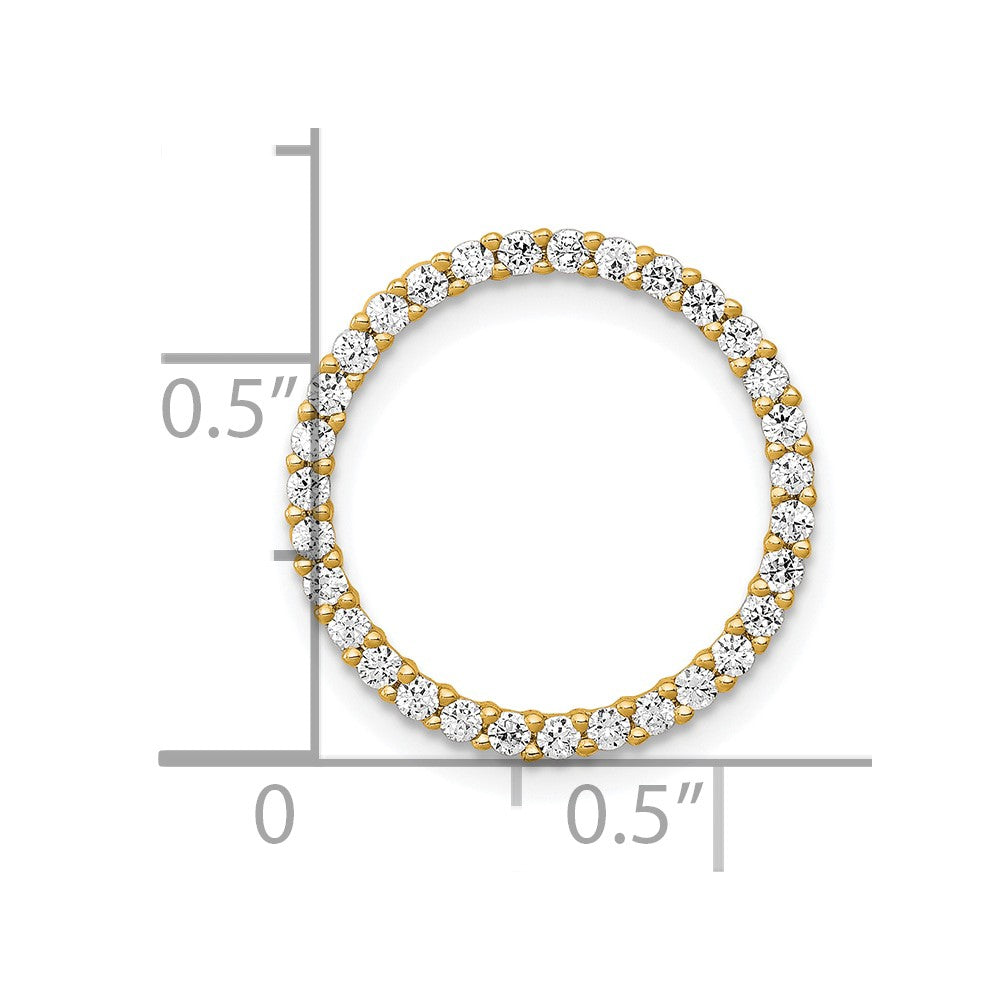 14K Gelbgold Poliert 3/8 Karat Diamant Kreis Kette Anhänger