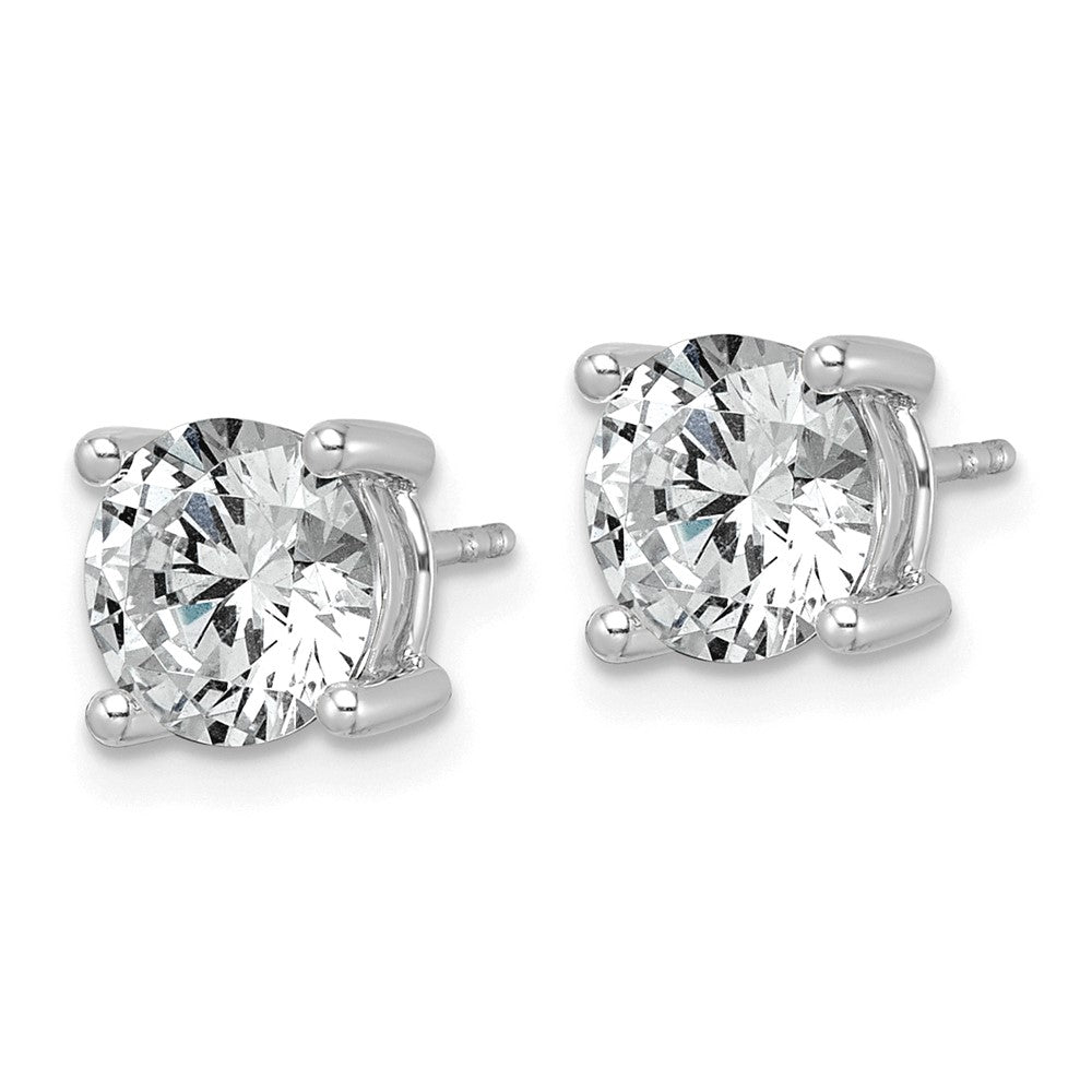 14K Weißgold Ohrstecker mit 3K Labor-Diamant VS+ F+ im Rundschliff, komplette Vierzack-Fassung, leichtgewichtig