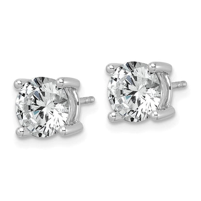 14K Weißgold Ohrstecker mit 3K Labor-Diamant VS+ F+ im Rundschliff, komplette Vierzack-Fassung, leichtgewichtig
