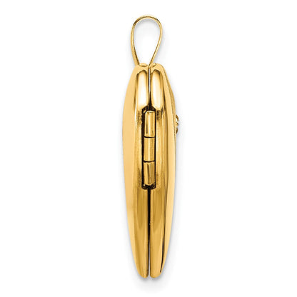 14K Gelbgold Satiniert und Poliert Diamant Stern 20mm Herz Medaillon