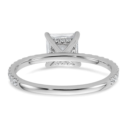 14K Weißgold Verlobungsring mit 1 3/8K zertifiziertem, im Labor gezüchtetem Diamanten VS/SI+ G+ im Prinzess-Schliff, kompletter Solitär mit Flair