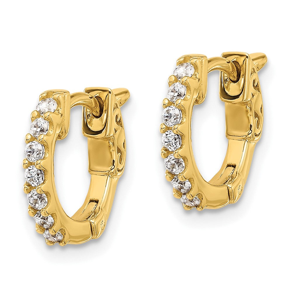 14K Gelbgold.31 Karat Diamant Rund Creole mit Sicherheits Verschluss Ohrringe