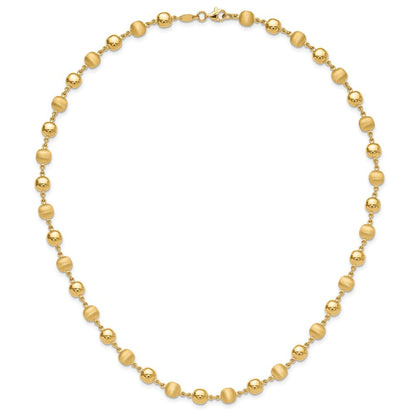 14K Gelbgold Poliert und Satiniert 5.5mm Gewölbt Kreise 17.75 Zoll Halskette