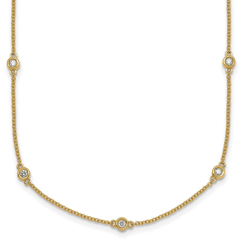 14K Gelbgold Komplett 3/8 Karat Zargenfassung-set Diamant und Ankerkette Kette 17-station 20 Zoll Halskette