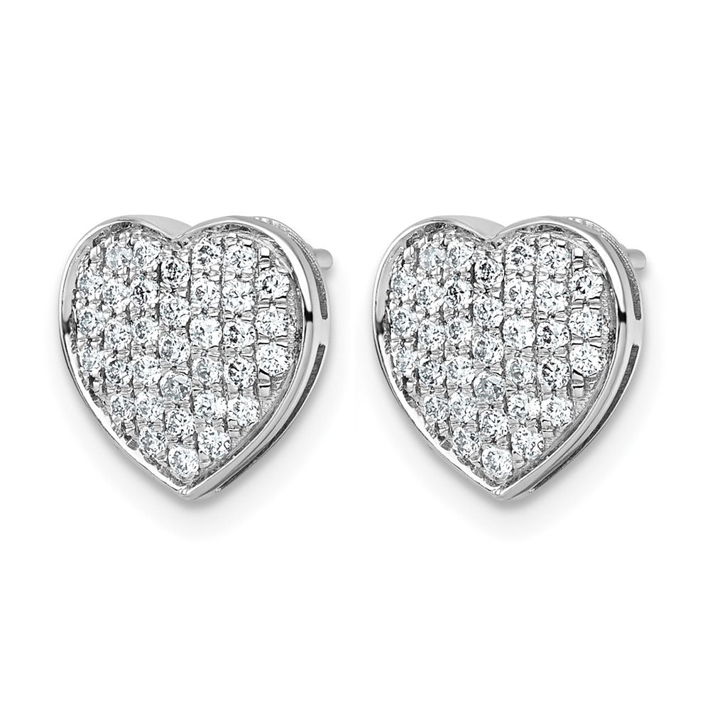 14K Weißgold Herz-Ohrstecker mit Diamant-Pavé, 0,5 ct